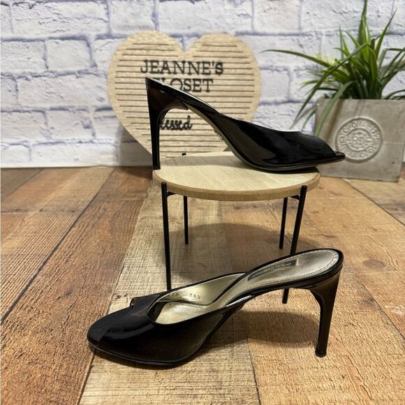 Dolce & Gabbana black patent leather strapless open toe stiletto heel - Picture 3 of 16